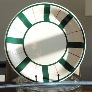 Furio Italy Large 12 inch Serving Plate Platter Green Red Striped Ceramic